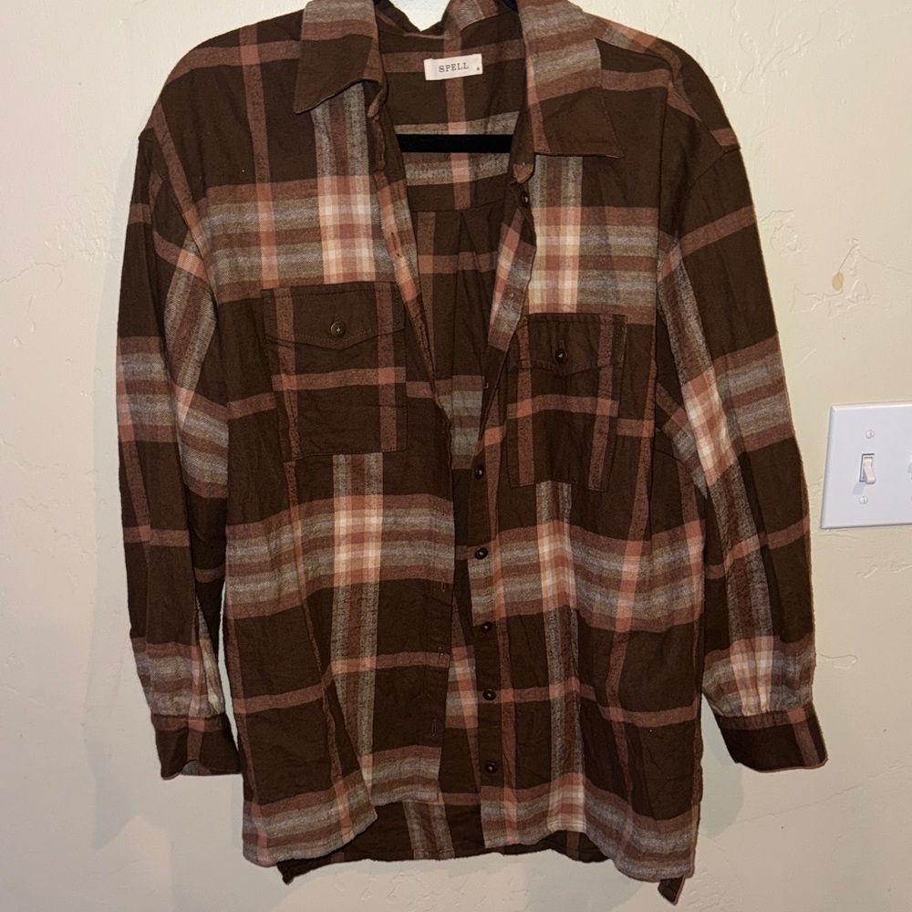 Spell Brown and Pink Plaid Shirt